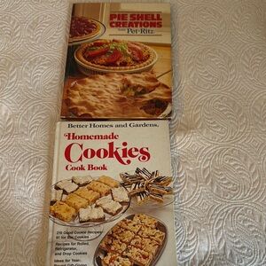 Vintage cookbooks, Pie Shell Creations Cookbook and Homemade Cookies, used